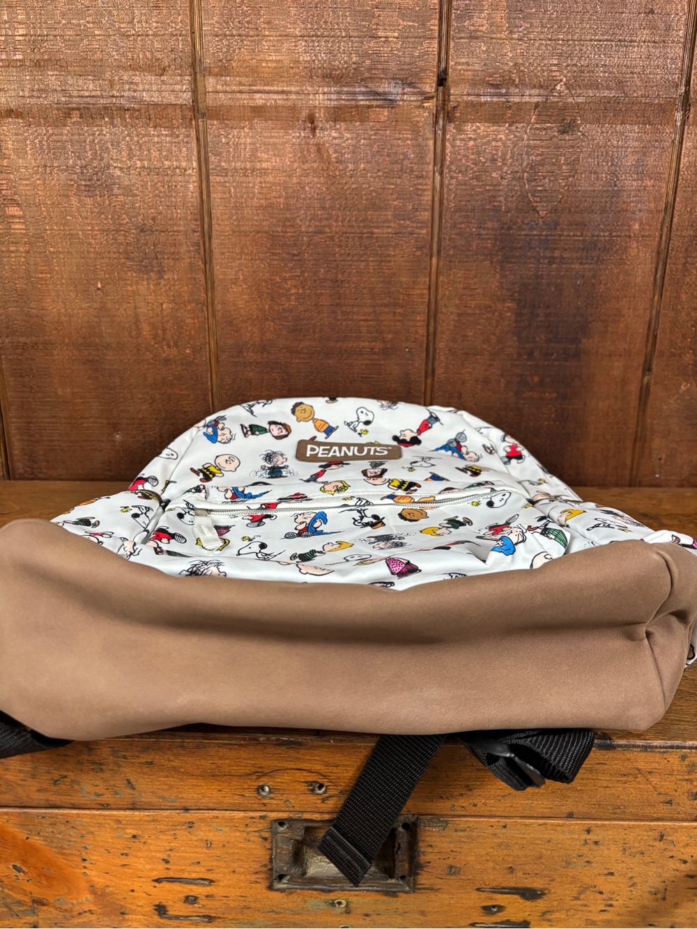 Peanuts Snoopy & FriendsWhite Character Print Backpack with Brown Base and Trim - Picture 8 of 10